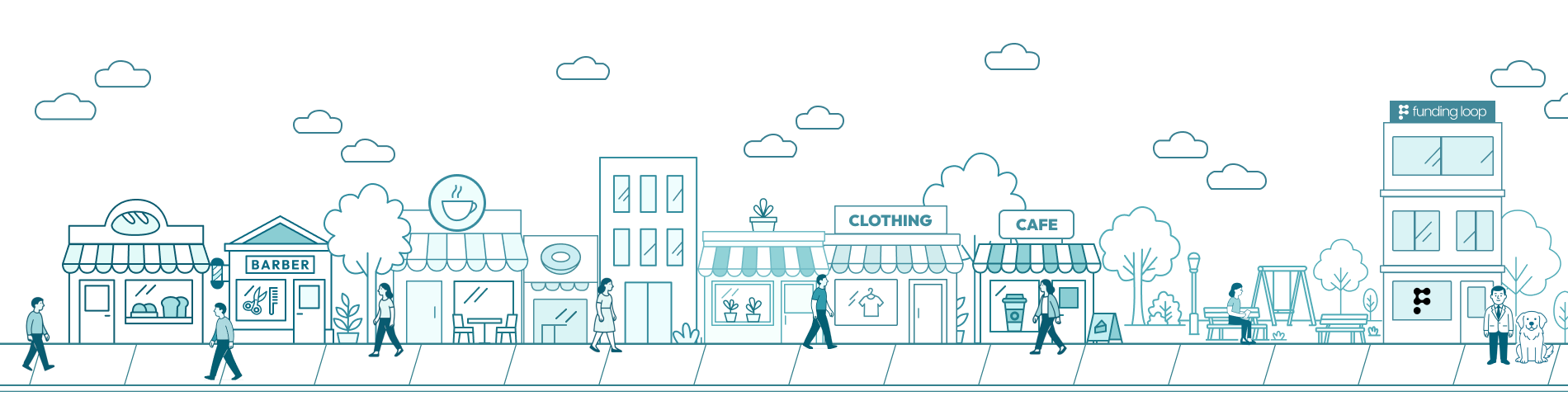 Australian storefront businesses illustration